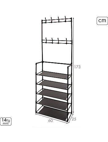 Max home cabideiro de pé 60x25x173 cm de plástico com 8 cabides e 5 prateleiras