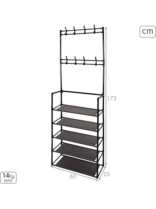 Max home cabideiro de pé  60x25x173 cm de plástico com 8 cabides e 5 prateleiras - Kiabi