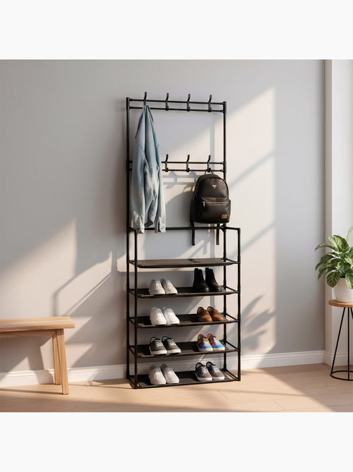 Max home cabideiro de pé  60x25x173 cm de plástico com 8 cabides e 5 prateleiras - Kiabi
