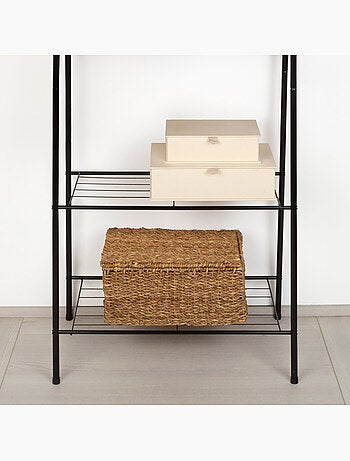 Max home cabideiro fixo de metal 60x35x151 cm com duas prateleiras de arame