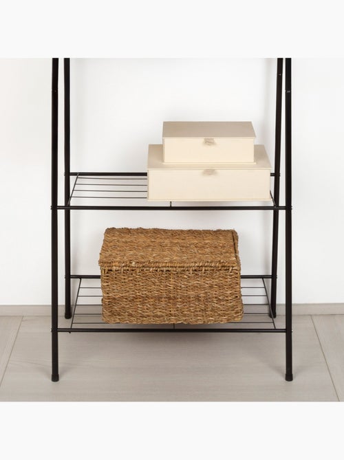 Max home cabideiro fixo de metal 60x35x151 cm com duas prateleiras de arame - Kiabi