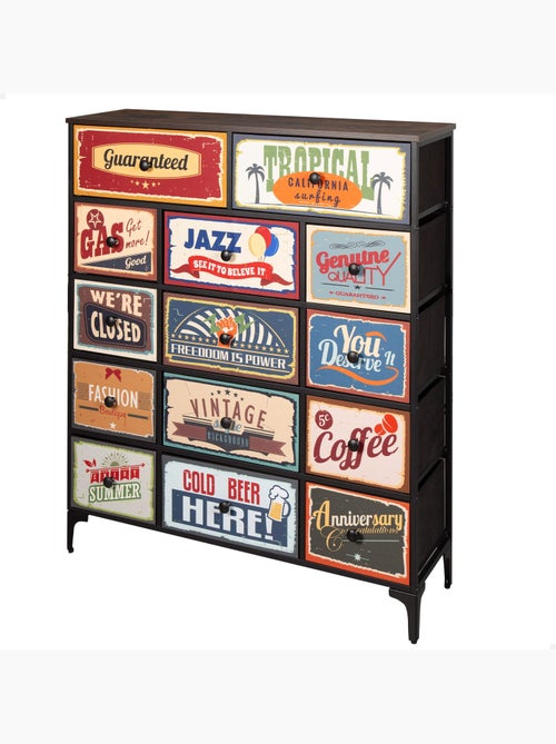 Max home cómoda vintage 14 gavetas design retro tecido 103x30x119 cm - Kiabi Max home cómoda vintage 14 gavetas design retro tecido 103x30x119 cm - Kiabi