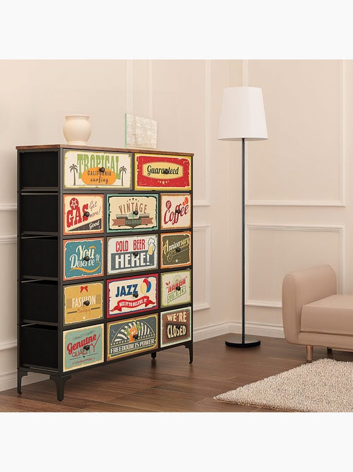 Max home cómoda vintage 14 gavetas design retro tecido 103x30x119 cm - Kiabi Max home cómoda vintage 14 gavetas design retro tecido 103x30x119 cm - Kiabi