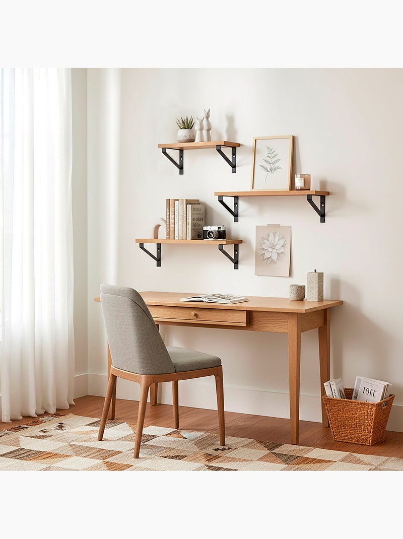 Max home conjunto de 3 prateleiras de parede em madeira de vários tamanhos Madeira natural - Kiabi