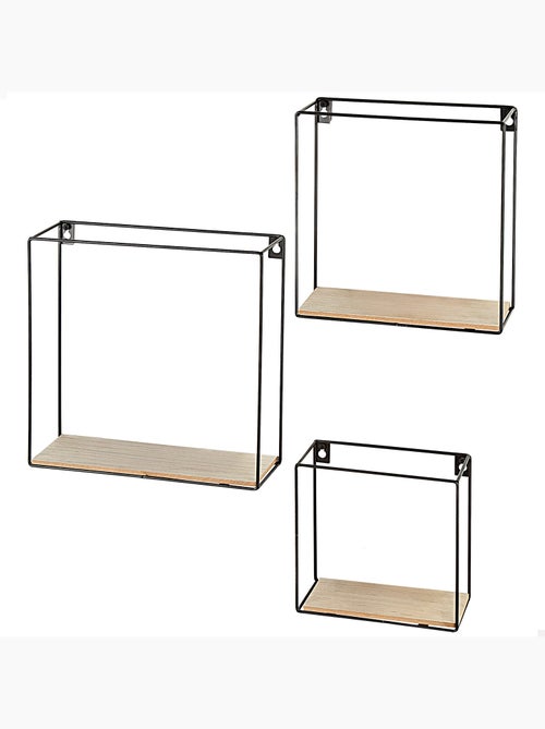 Max home conjunto de 3 prateleiras quadradas de madeira para parede em vários tamanhos - Kiabi