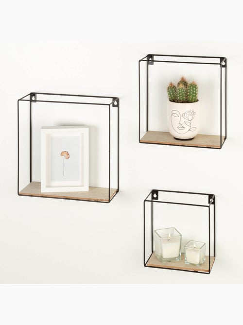 Max home conjunto de 3 prateleiras quadradas de madeira para parede em vários tamanhos - Kiabi