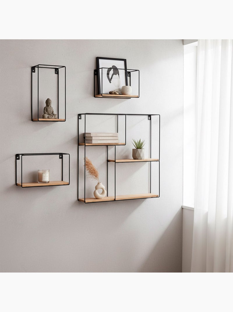 Max home conjunto de 4 prateleiras de parede em madeira, vários tamanhos Madeira natural - Kiabi