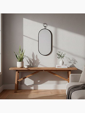 Max home espelho de parede oval 25x50 cm com moldura e ganchos metálicos