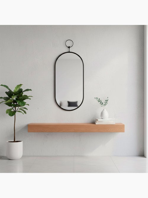 Max home espelho de parede oval 25x50 cm com moldura e ganchos metálicos - Kiabi