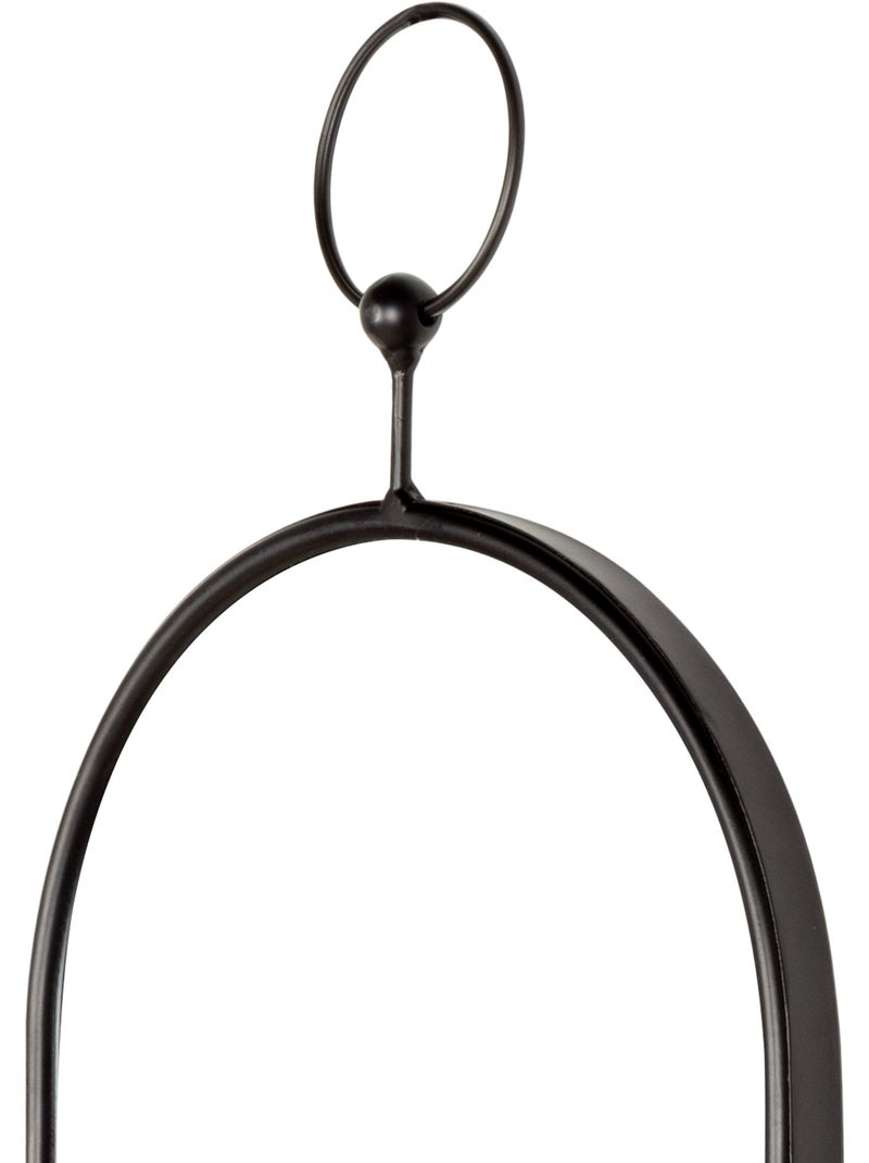 Max home espelho de parede oval 25x50 cm com moldura e ganchos metálicos Preto - Kiabi