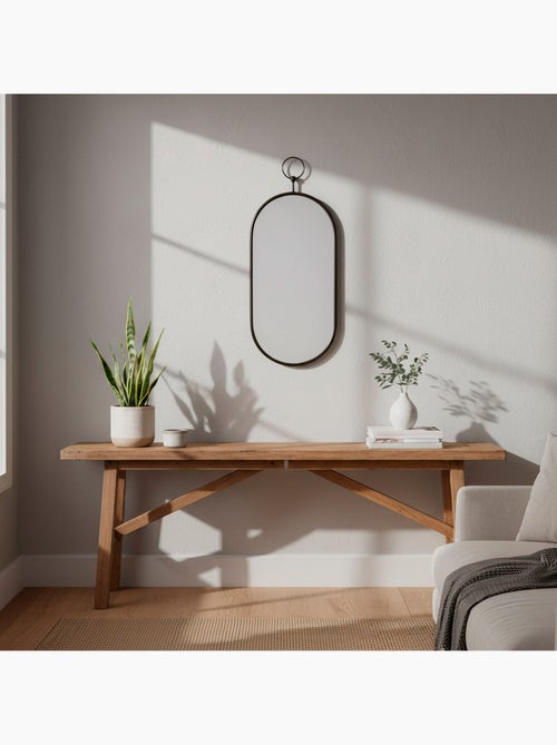 Max home espelho de parede oval 25x50 cm com moldura e ganchos metálicos - Kiabi