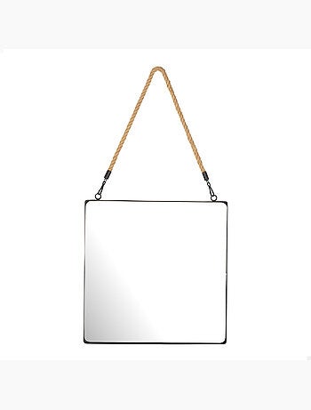 Max home espelho de parede quadrado 30x30 cm com moldura metálica e corda