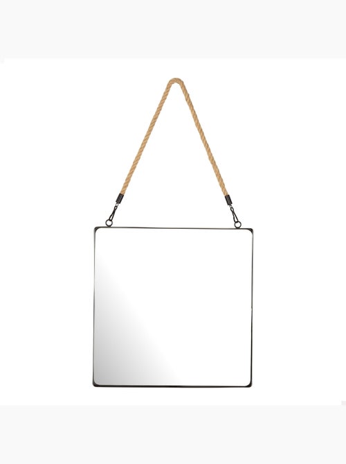 Max home espelho de parede quadrado 30x30 cm com moldura metálica e corda - Kiabi