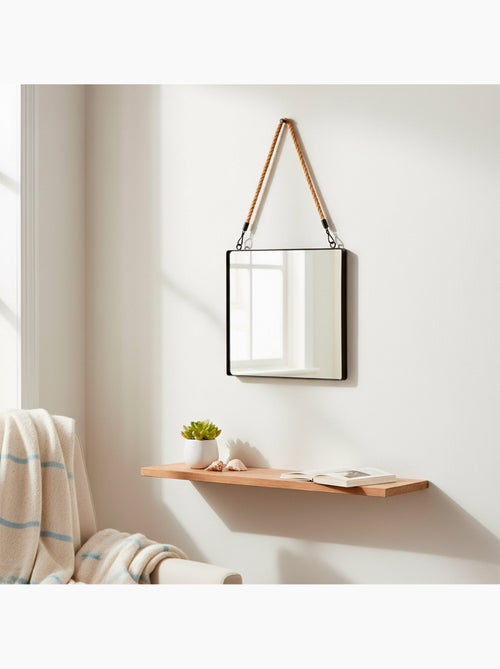 Max home espelho de parede quadrado 30x30 cm com moldura metálica e corda - Kiabi