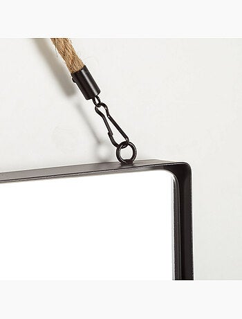 Max home espelho de parede quadrado 40x40 cm com moldura metálica e corda