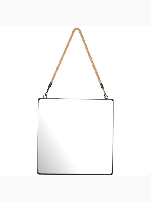 Max home espelho de parede quadrado 40x40 cm com moldura metálica e corda - Kiabi