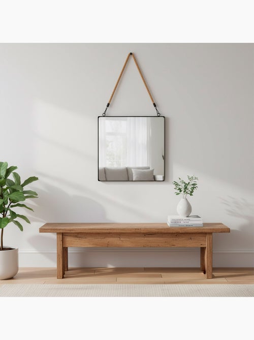 Max home espelho de parede quadrado 40x40 cm com moldura metálica e corda - Kiabi