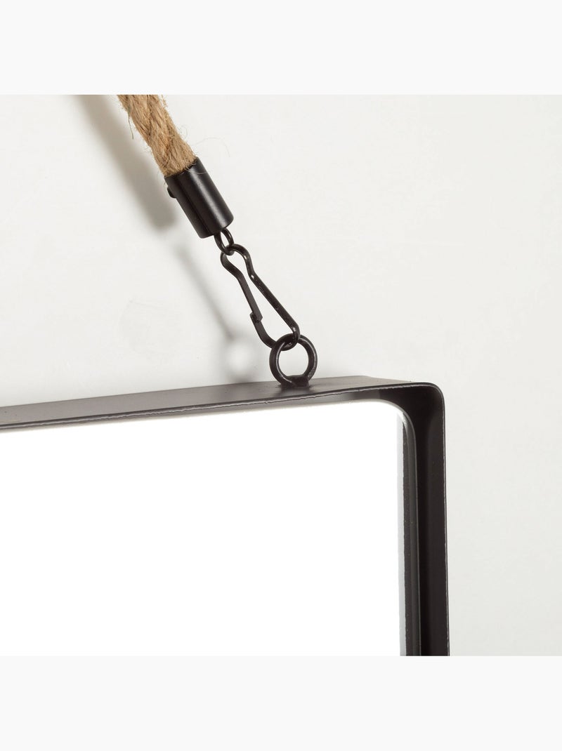 Max home espelho de parede quadrado 40x40 cm com moldura metálica e corda Preto - Kiabi