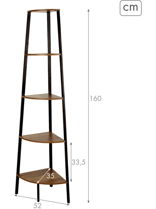Max home estante de canto fixa em madeira com 5 prateleiras 35x35x135 cm - Kiabi