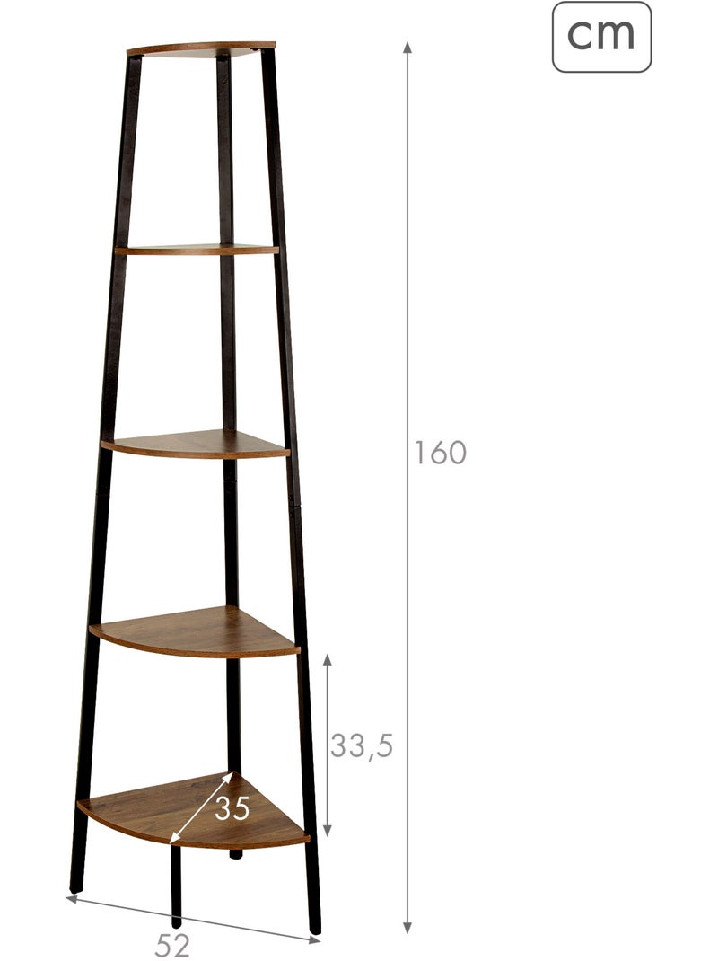 Max home estante de canto fixa em madeira com 5 prateleiras 35x35x135 cm Madeira natural - Kiabi
