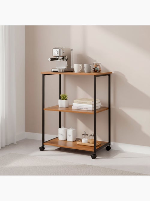 Max home estante de madeira com rodas 3 prateleiras 48x30x62 cm - Kiabi