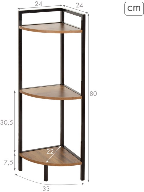 Max home estante fixa de canto em madeira 3 prateleiras 24x24x80 cm - Kiabi