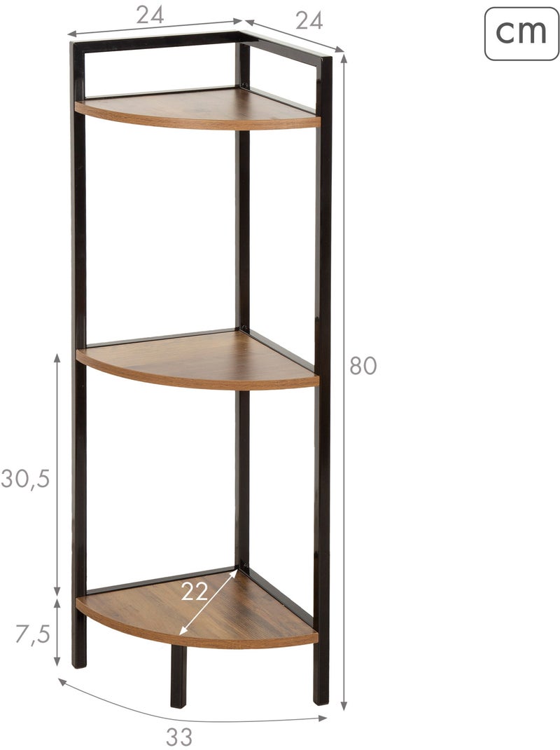 Max home estante fixa de canto em madeira 3 prateleiras 24x24x80 cm Madeira natural - Kiabi