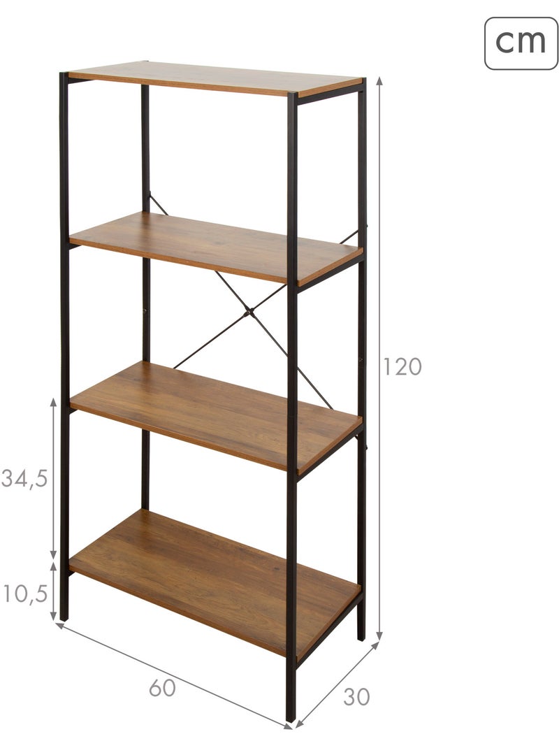 Max home estante fixa de madeira 4 prateleiras 60x30x120 cm Madeira natural - Kiabi