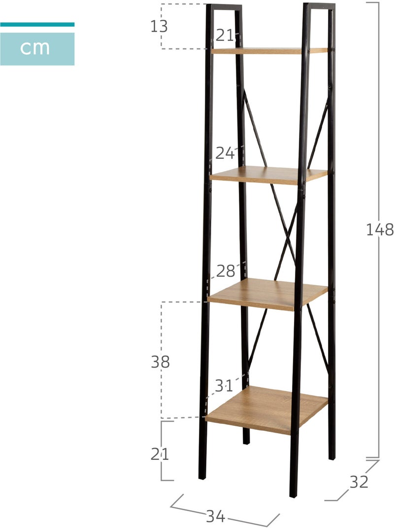 Max home estantes de madeira em escada 4 prateleiras 34x32x148 cm Madeira natural - Kiabi