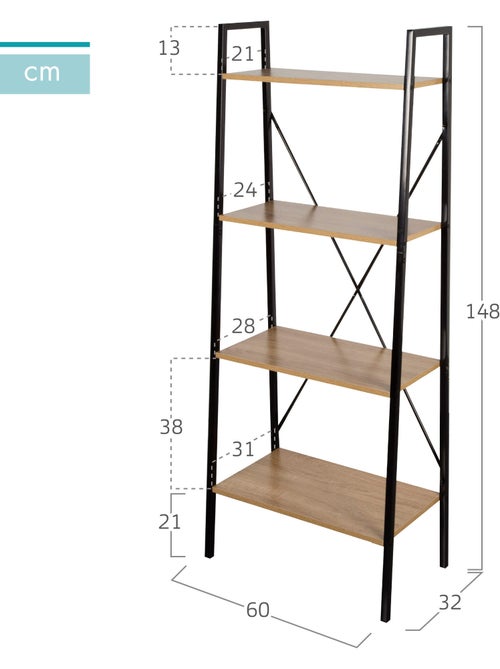 Max home estantes de madeira em escada 4 prateleiras 60x32x148 cm - Kiabi