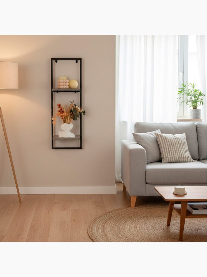 Max home estantes de parede com efeito cimento 2 prateleiras 25x20x75 cm Madeira natural - Kiabi
