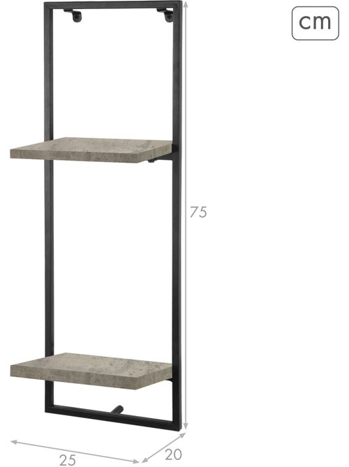 Max home estantes de parede com efeito cimento 2 prateleiras 25x20x75 cm - Kiabi