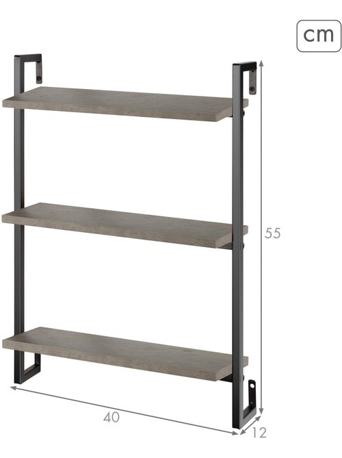 Max home estantes de parede com efeito cimento 3 prateleiras 40x12x55 cm - Kiabi