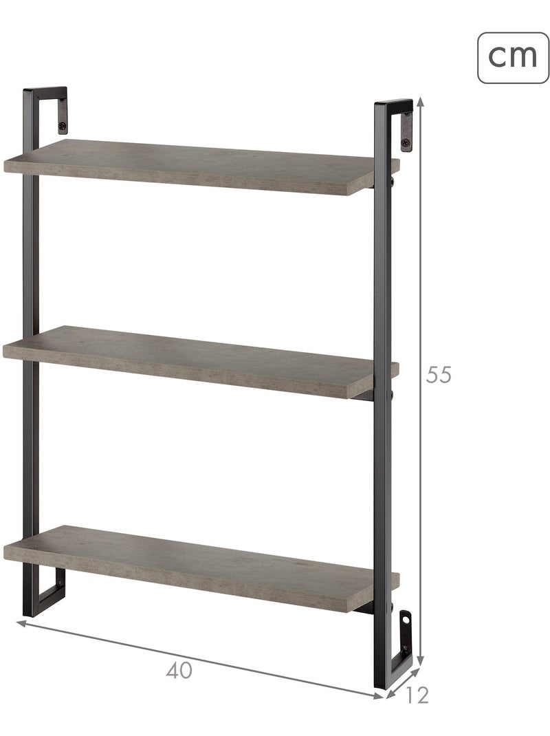 Max home estantes de parede com efeito cimento 3 prateleiras 40x12x55 cm Madeira natural - Kiabi