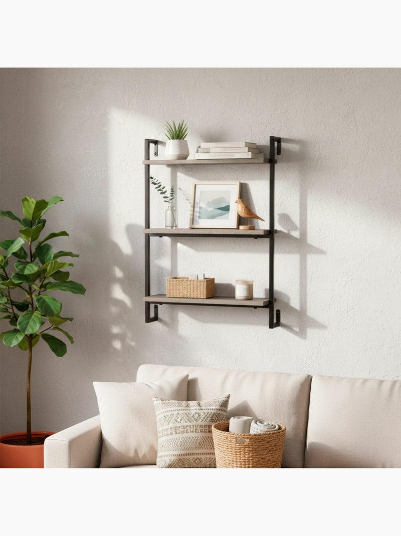 Max home estantes de parede com efeito cimento 3 prateleiras 40x12x55 cm Madeira natural - Kiabi