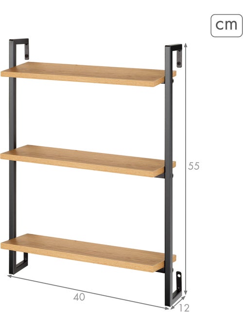 Max home estantes de parede em madeira 3 prateleiras 40x12x55 cm - Kiabi