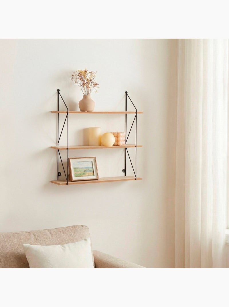 Max home estantes de parede em madeira 3 prateleiras 50x12x49 cm Madeira natural - Kiabi