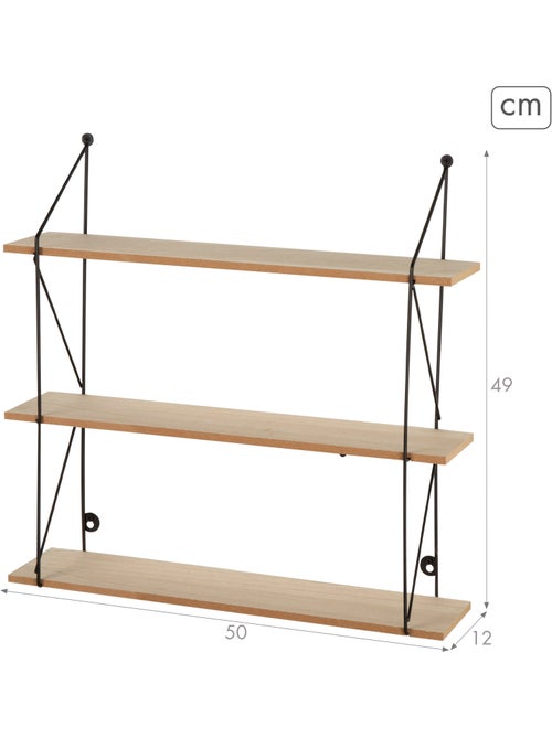 Max home estantes de parede em madeira 3 prateleiras 50x12x49 cm - Kiabi