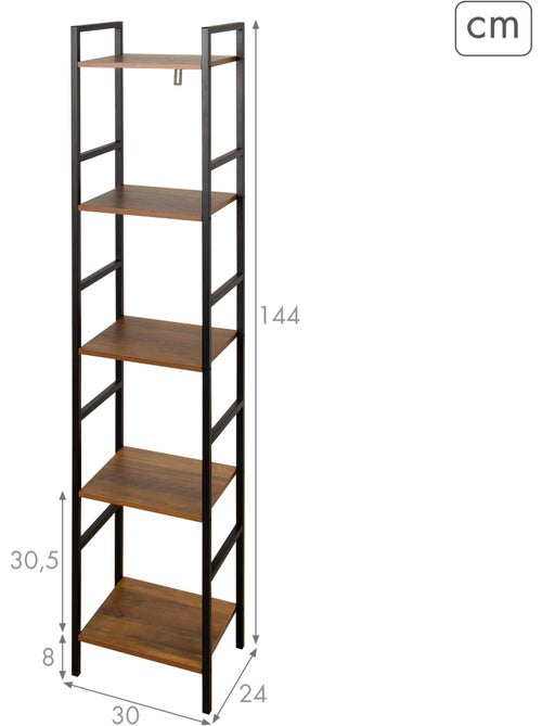 Max home estantes fixas de madeira reforçadas 5 prateleiras 30x24x144 cm - Kiabi