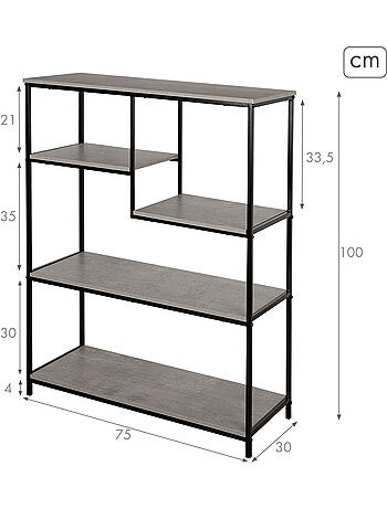 Max home estantes metálicas fixas assimétricas 5 prateleiras 75x30x100 cm
