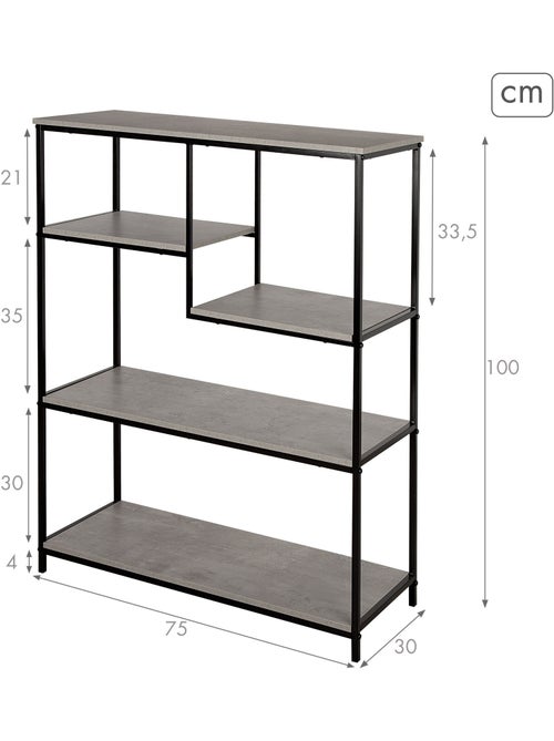 Max home estantes metálicas fixas assimétricas 5 prateleiras 75x30x100 cm - Kiabi
