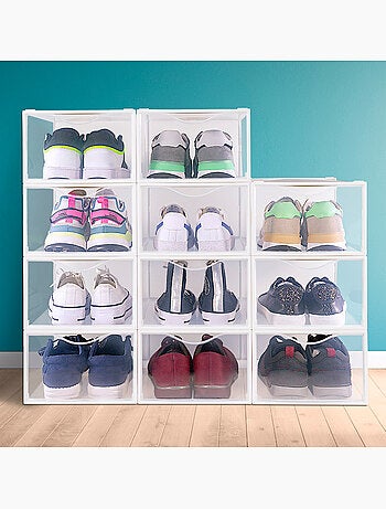 Max home pack 12 caixas de sapatos transparentes, empilháveis e anti-pontas t.44