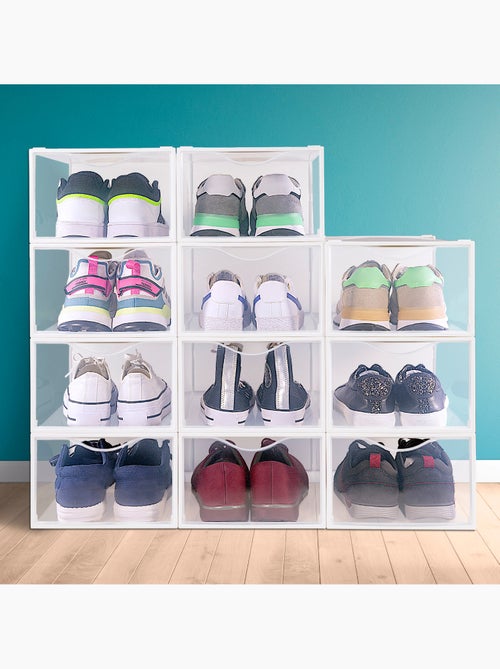 Max home pack 12 caixas de sapatos transparentes, empilháveis e anti-pontas t.44 - Kiabi
