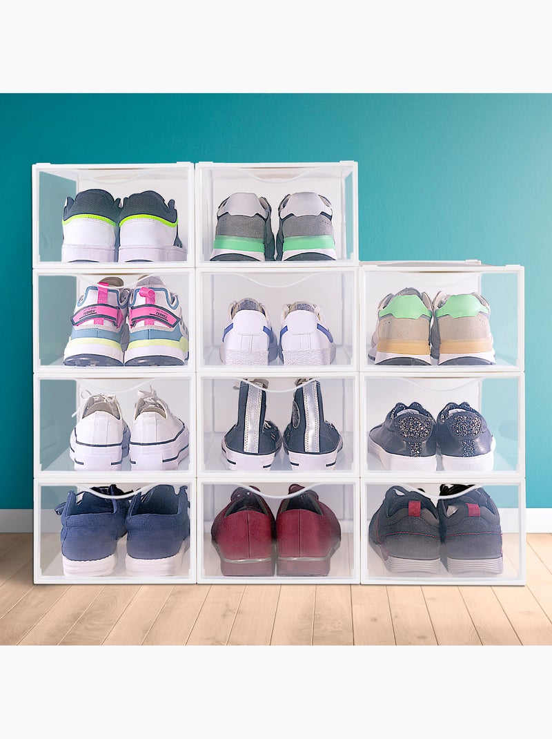 Max home pack 12 caixas de sapatos transparentes, empilháveis e anti-pontas t.44 Branco - Kiabi