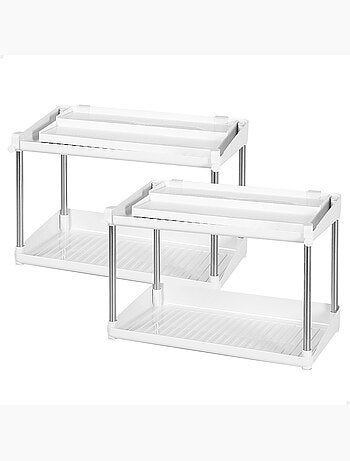 Max home pack 2 prateleiras para especiarias de altura dupla com tabuleiro extraível