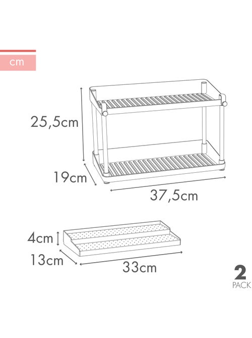 Max home pack 2 prateleiras para especiarias de altura dupla com tabuleiro extraível - Kiabi