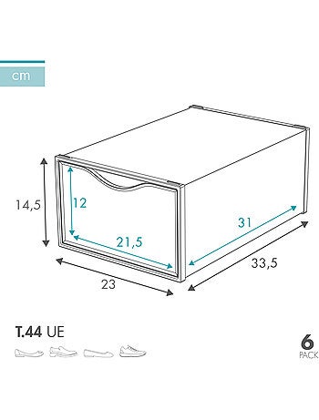 Max home pack 6 caixas de sapatos transparentes, empilháveis e anti-pontas t.44