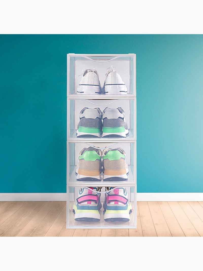 Max home pack 6 caixas de sapatos transparentes, empilháveis e anti-pontas t.44 Branco - Kiabi