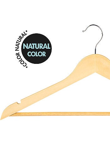 Max home pack de 10 cabides de madeira cor natural