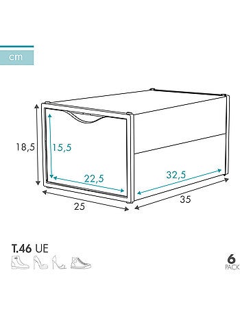 Max home pacote com 6 caixas de sapatos transparentes, empilháveis e anti-inclinação ap. Frente t.46
